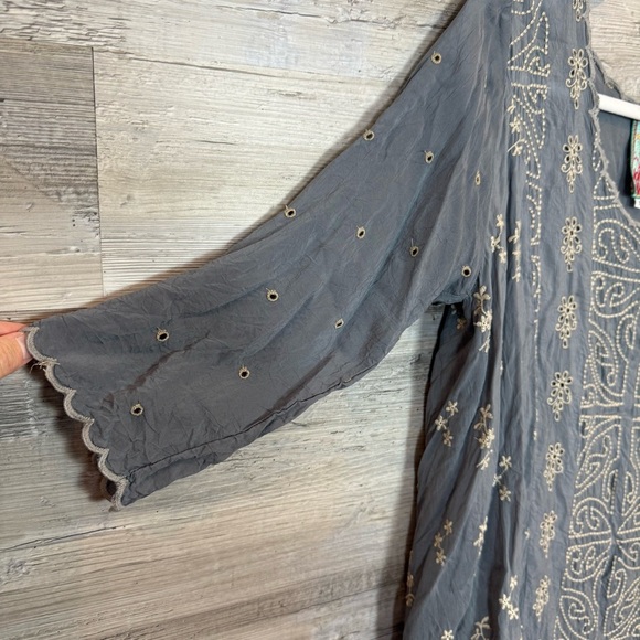 Johnny Was Charcoal Embroidered Blouse - Picture 4 of 7